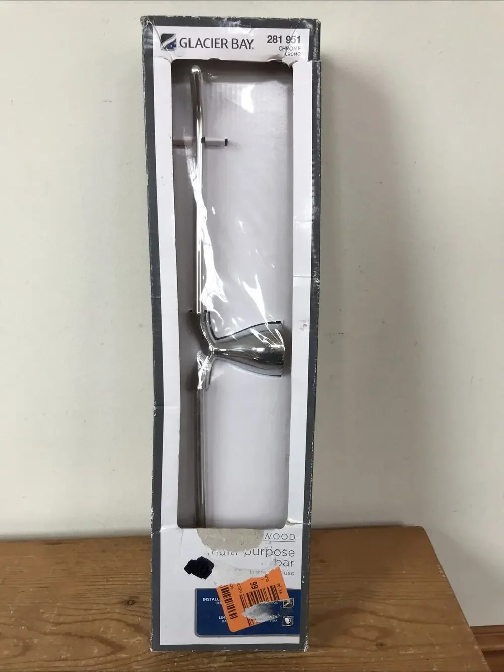 New Glacier Bay 281951 Edgewood Multi-Purpose Chrome Towel Bar Bathroom Rack